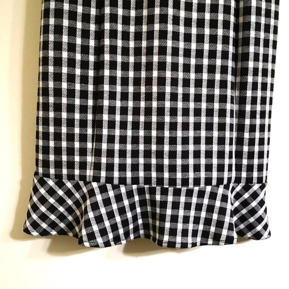 Ann Taylor Gingham Ruffle Hem Sheath Dress Black/White Size 4 - Picture 4 of 5